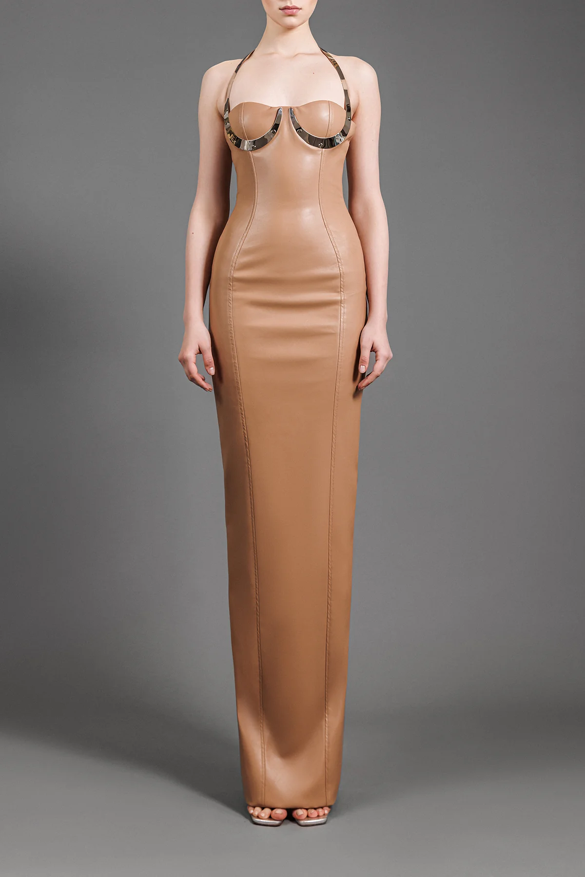 Halter Neck Leather Gown