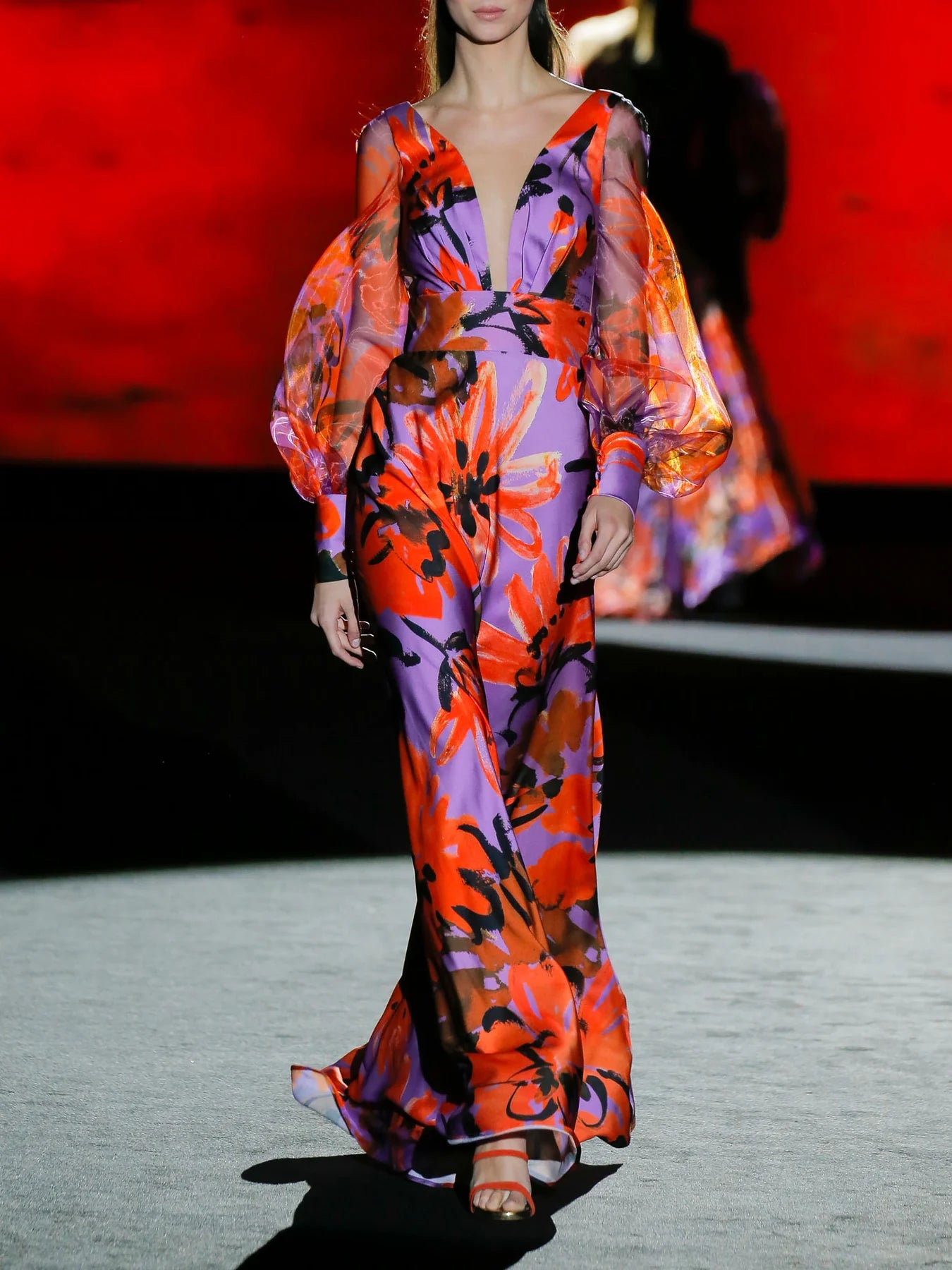 Long Sleeve Floral Print Dress