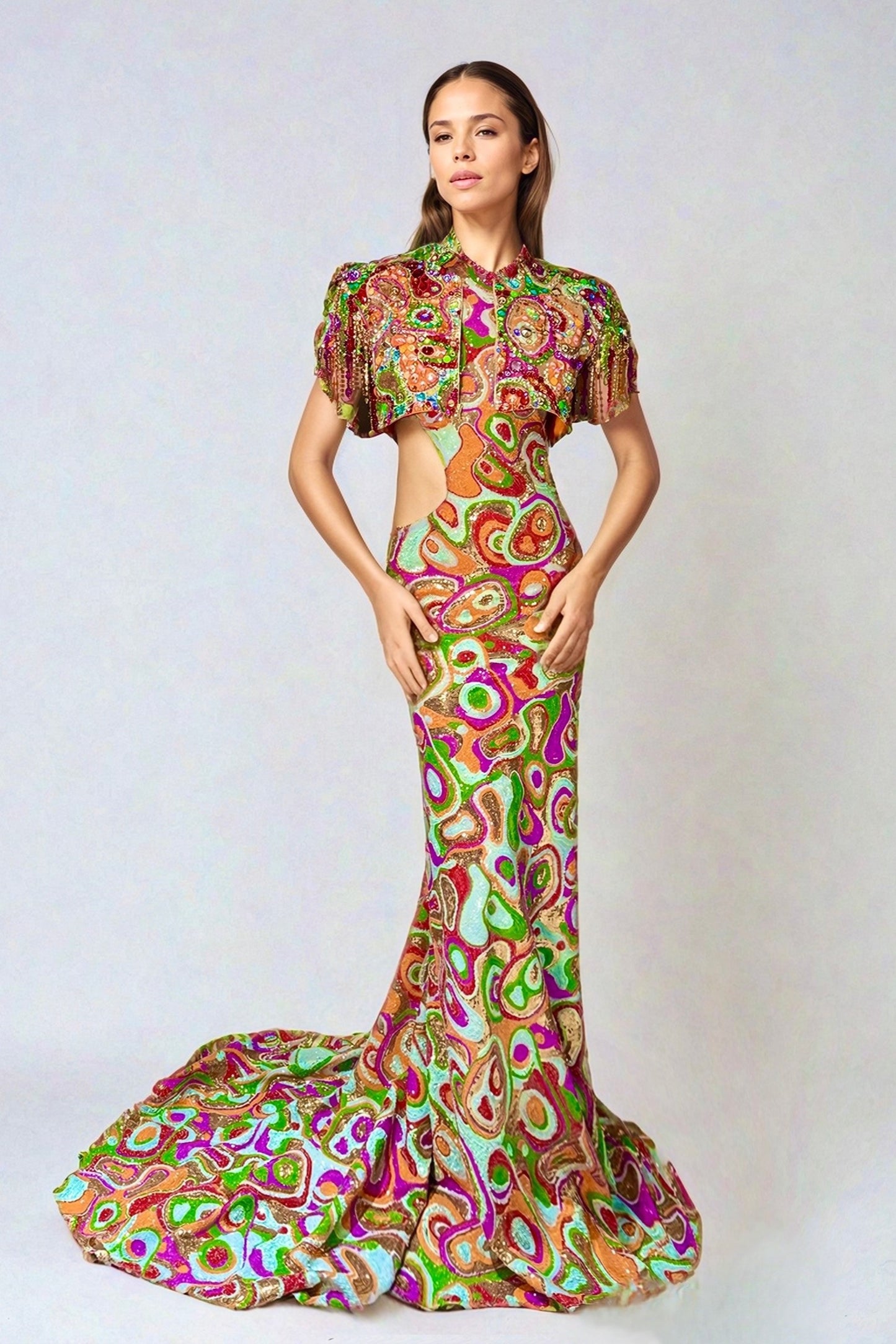 Cape Sleeve THERESA Evening Gown