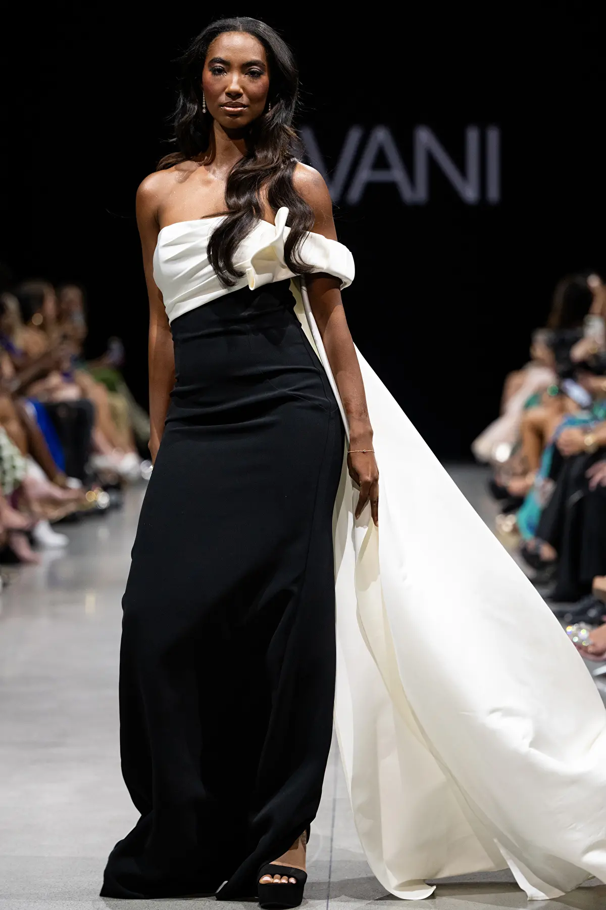 Sweeping Draped Sleeve Gown