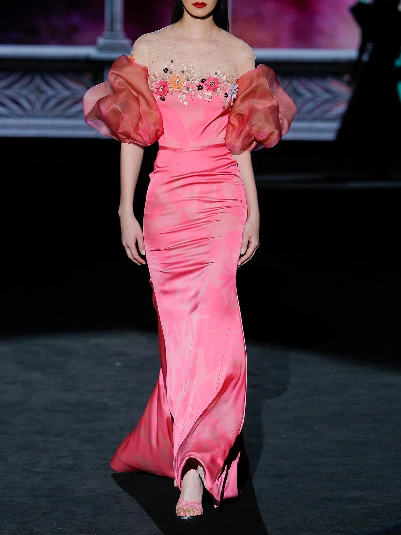 Puff Sleeve Illusion Dress