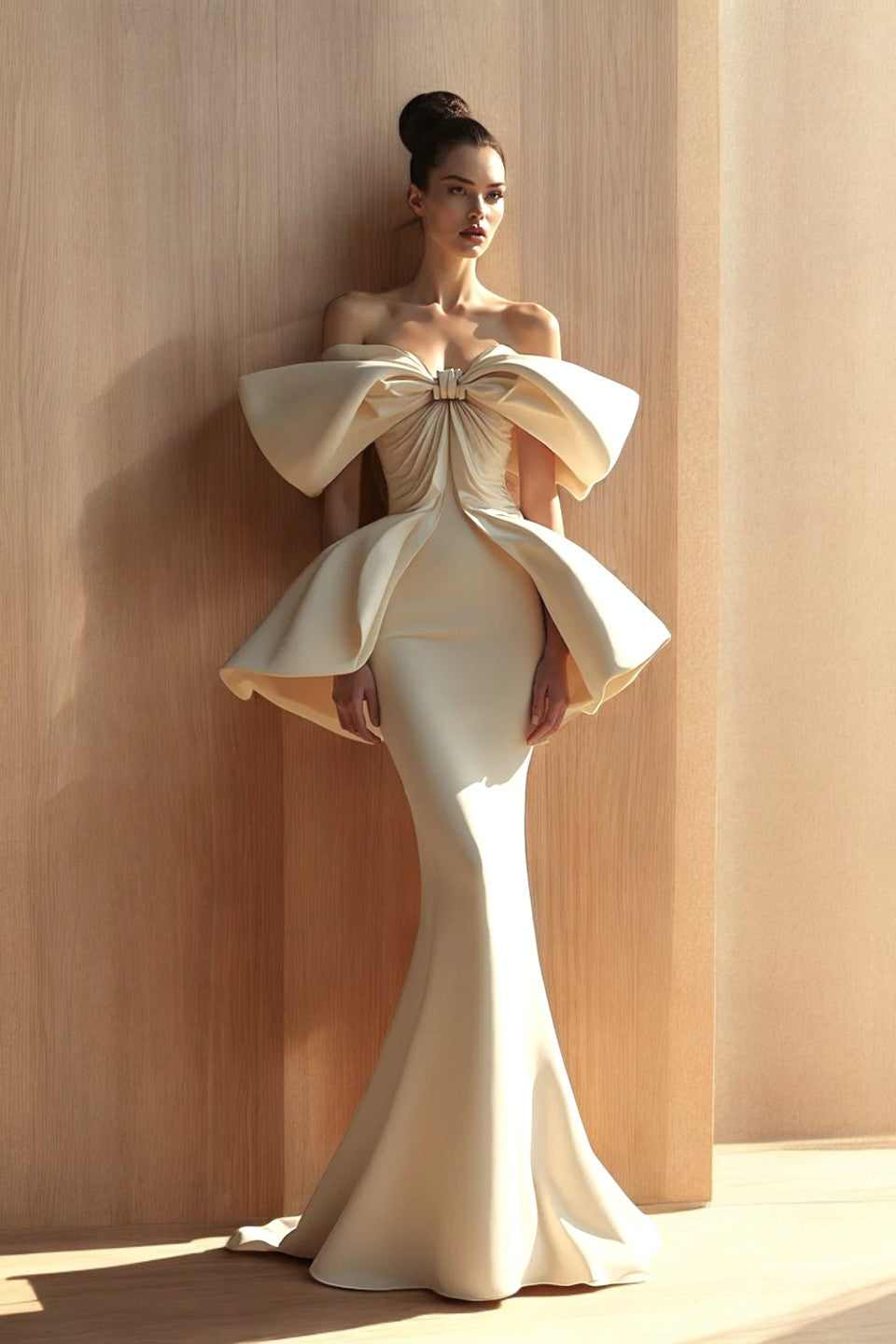 Off Shoulder Peplum Gown