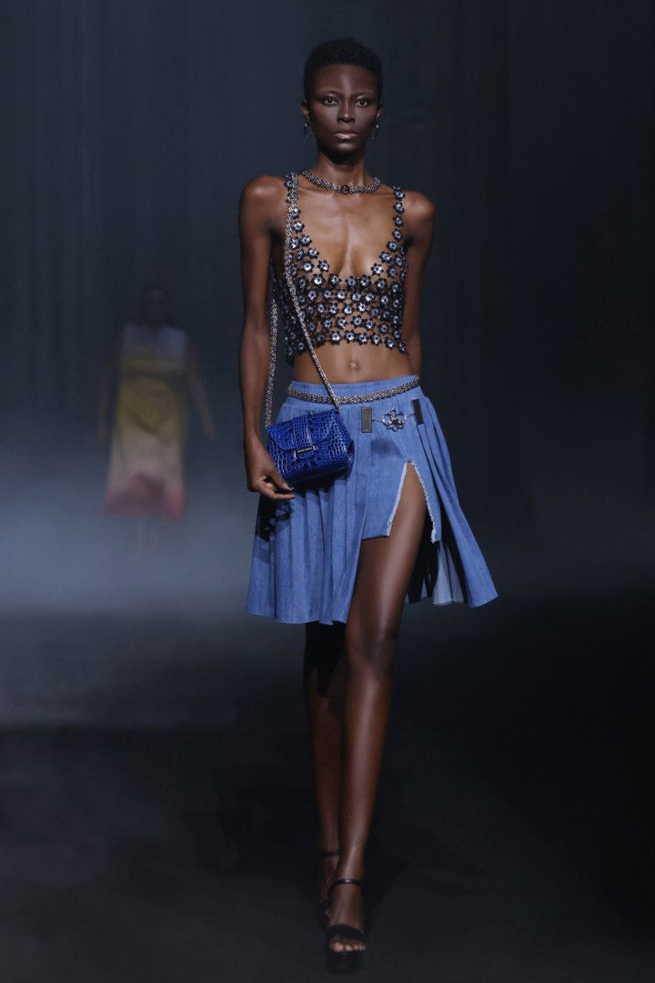 Crop Top with Denim Skirt