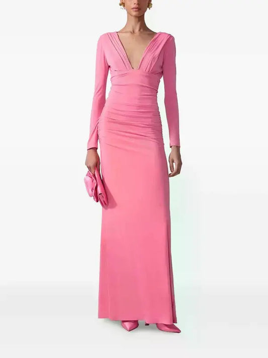 Long Sleeve Plunge Dress