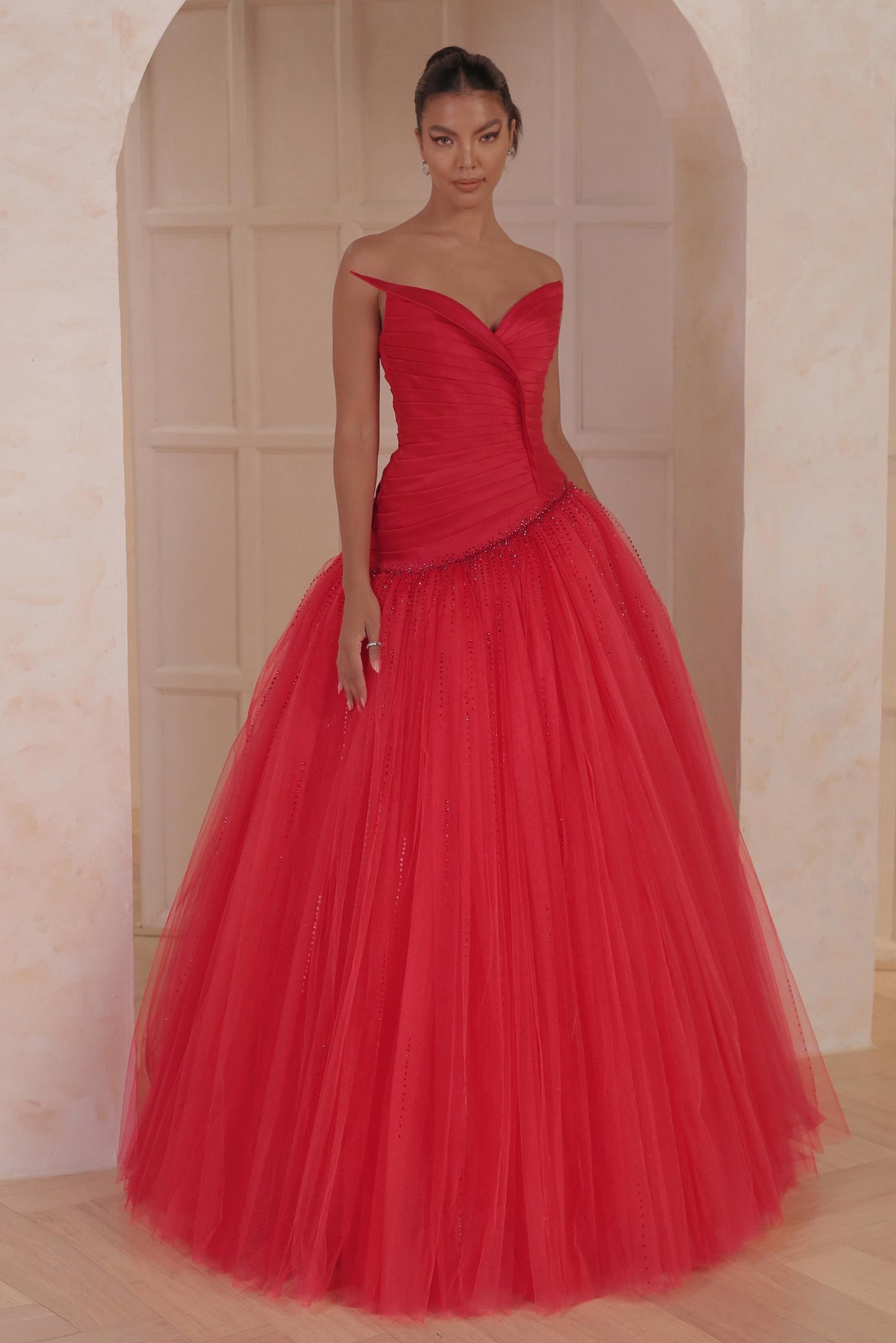 Pleated Bodice Ball Gown