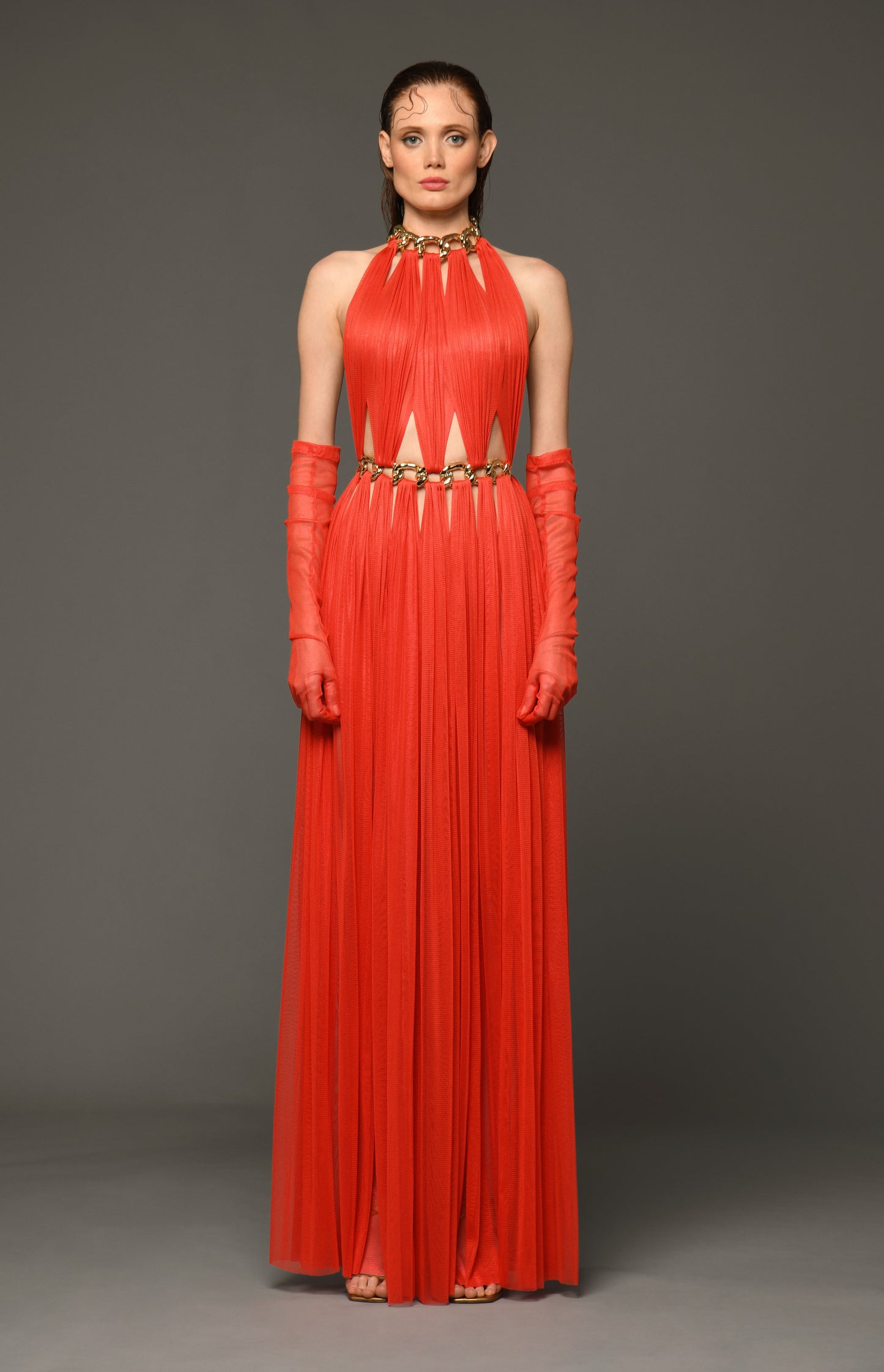 Sleeveless Halter Gown