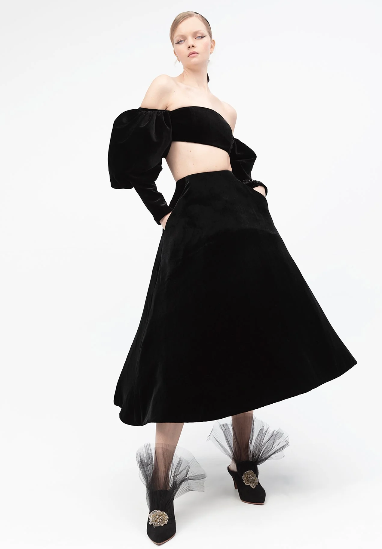 Off Shoulder Crop Top with Skirt