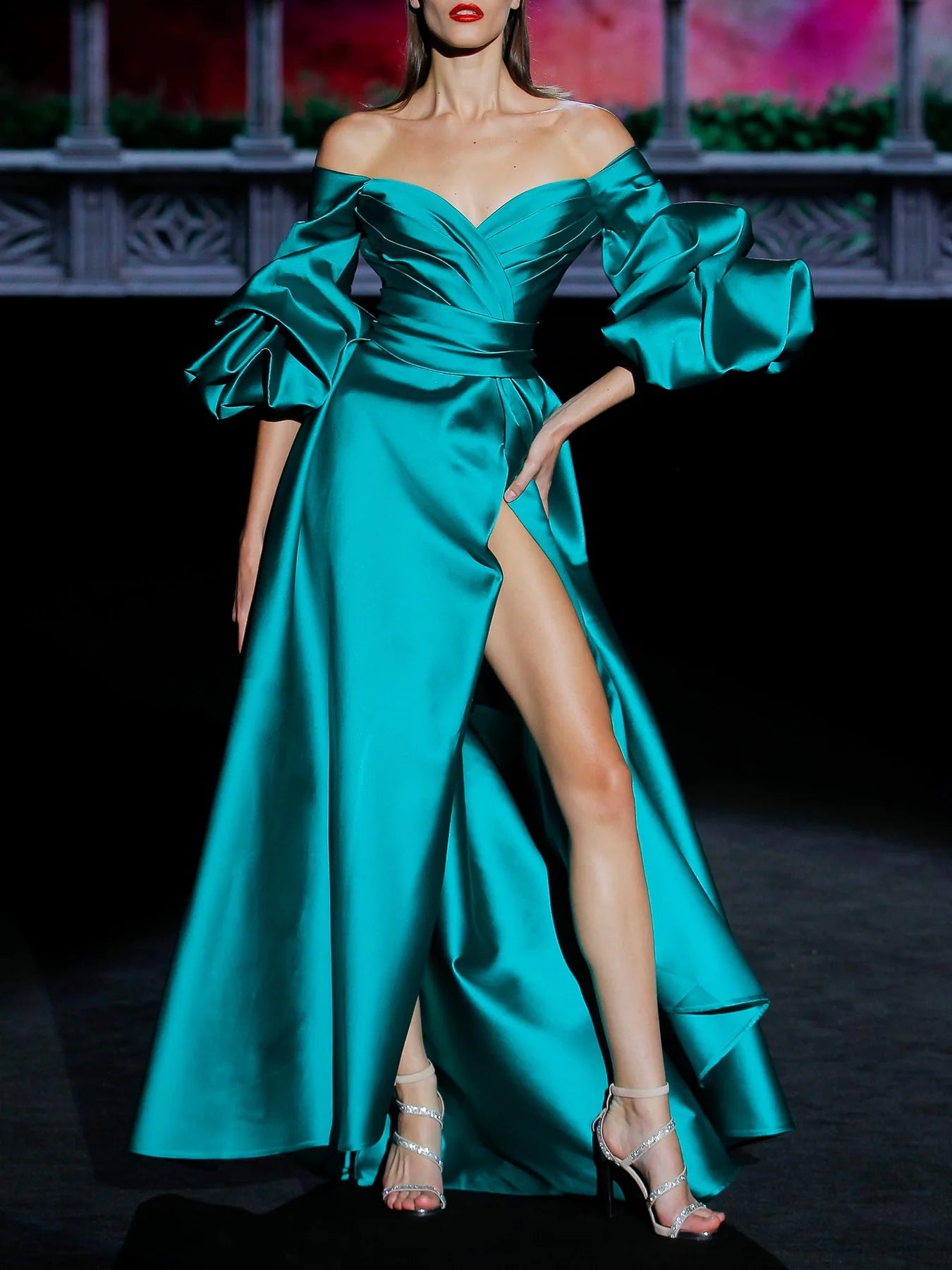 Off-Shoulder Dress with Slit