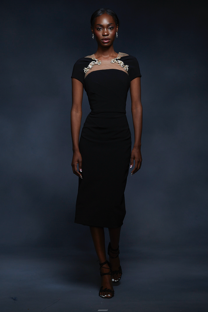 Stretch Crepe Midi Dress