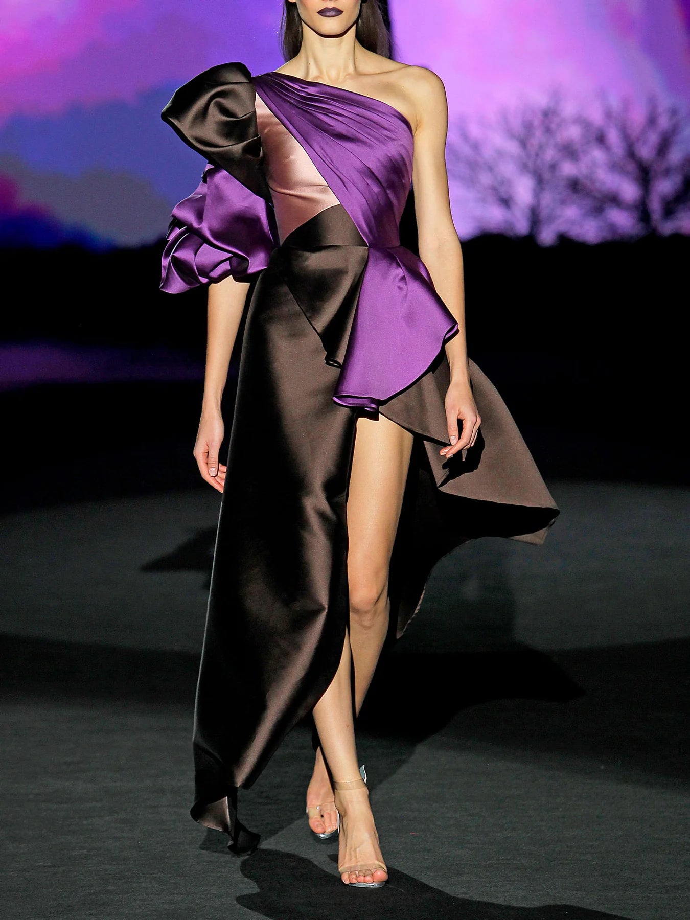 Single-Sleeve Draped Dress