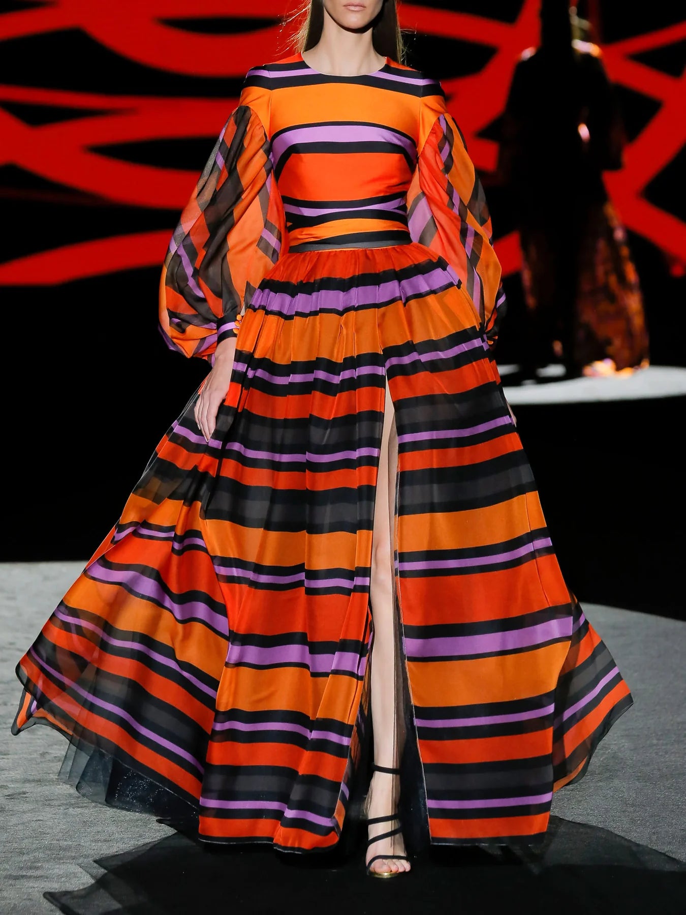 Satin Printed Evening Dress