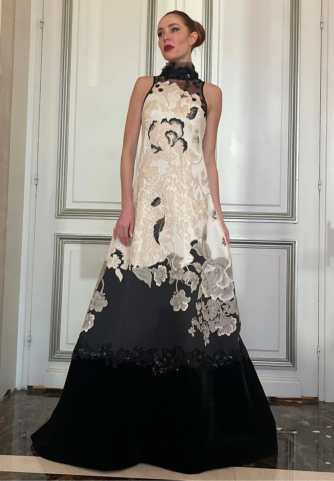 Floral Guipure Sleeveless Gown