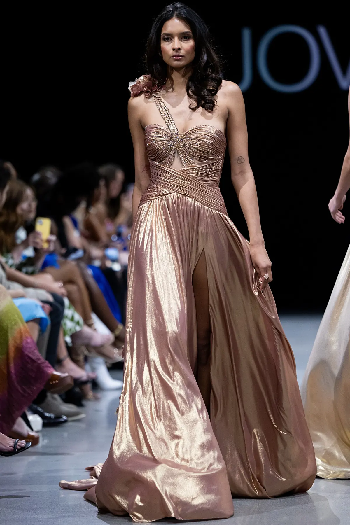 Metallic One Shoulder Gown