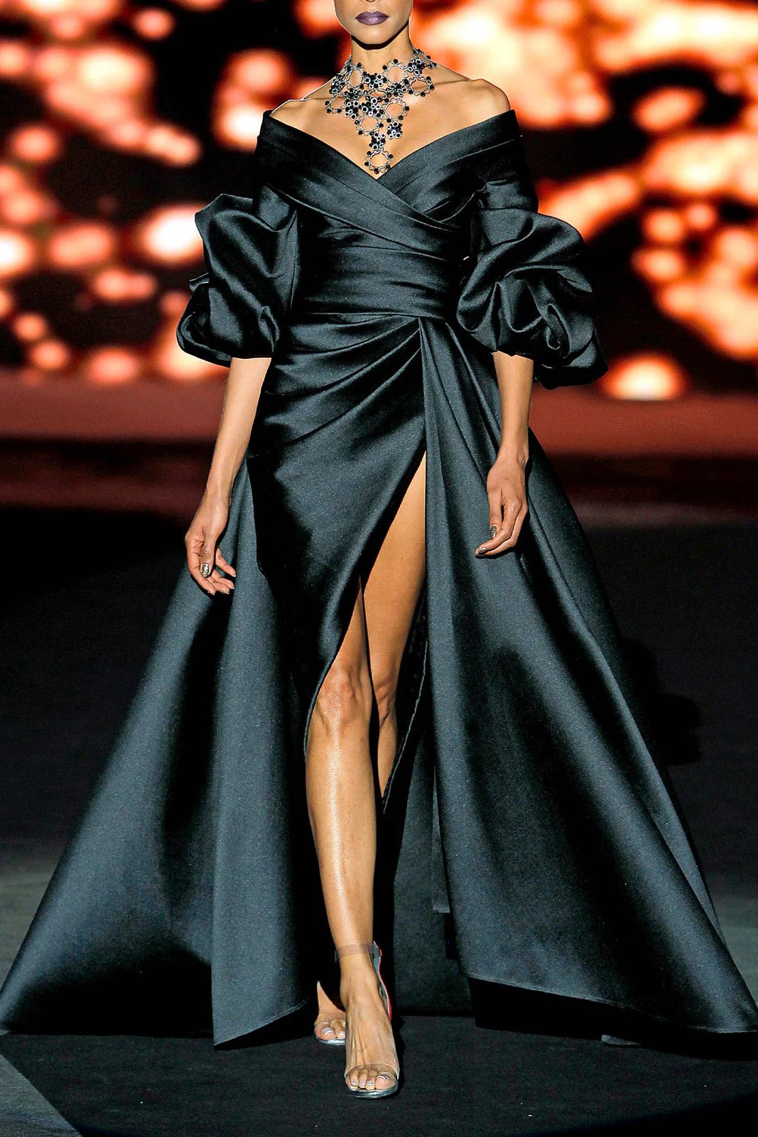 Puffed Short Sleeves Dress