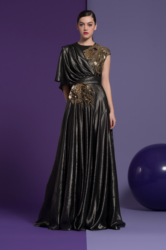 Black Embroidered Ariana Gown