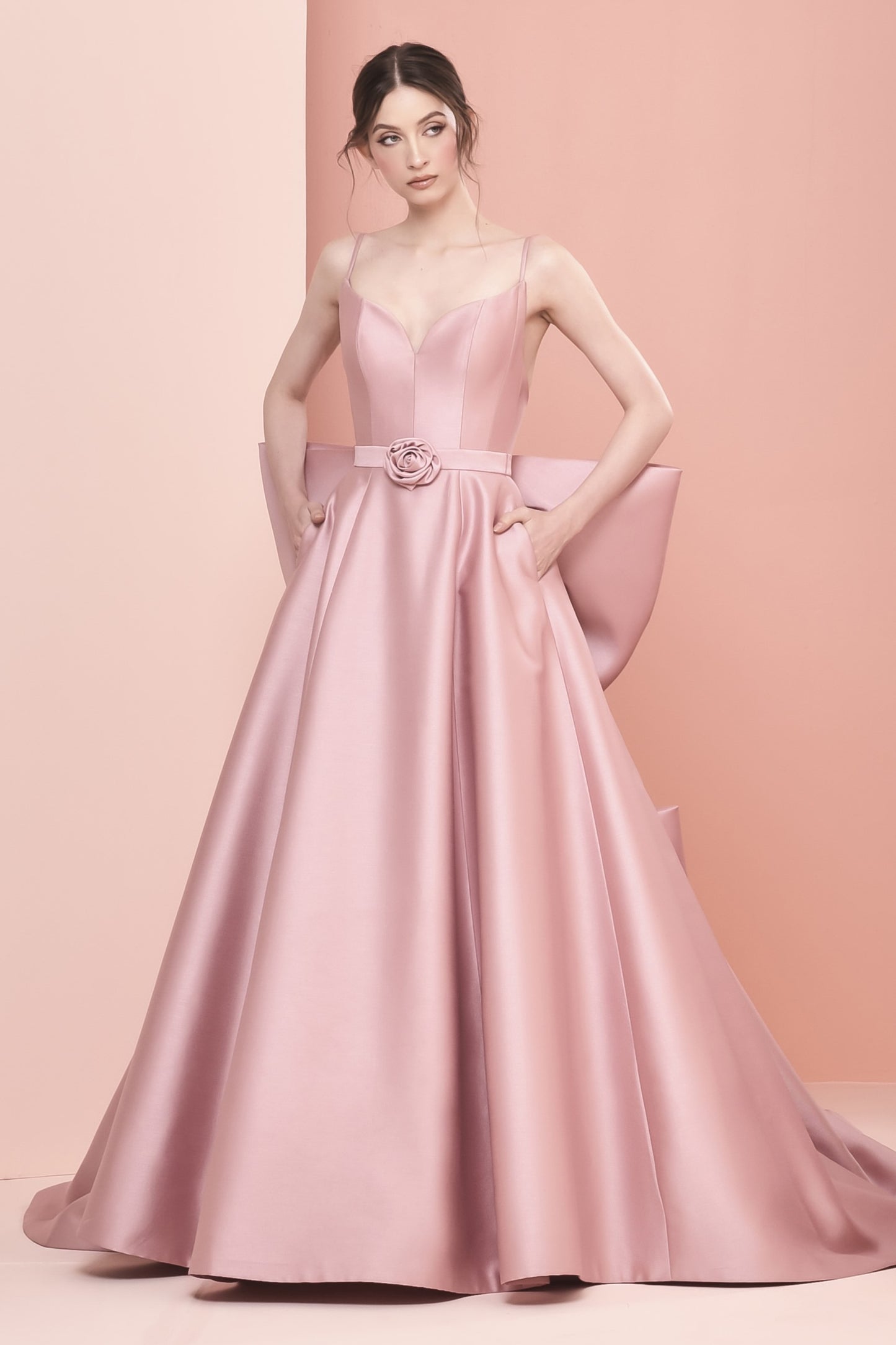 Sleeveless Silk Gazar Ball Gown