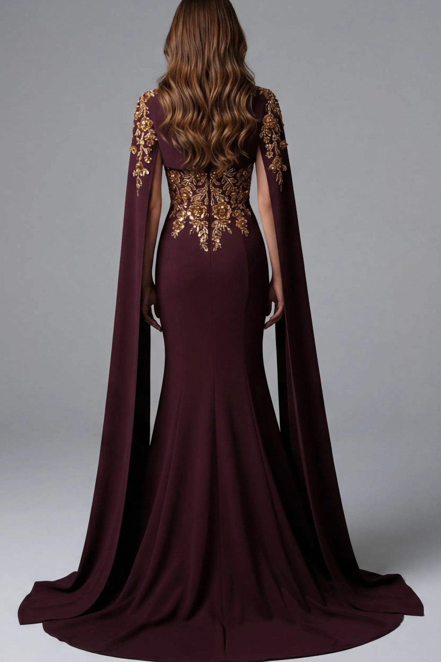 Embroidered Column Gown