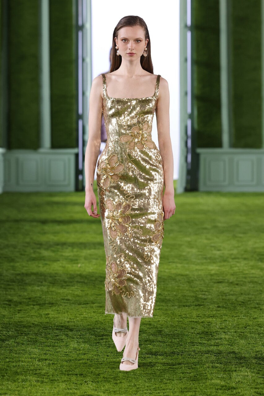 Sleeveless Metallic Sequin Midi Dress