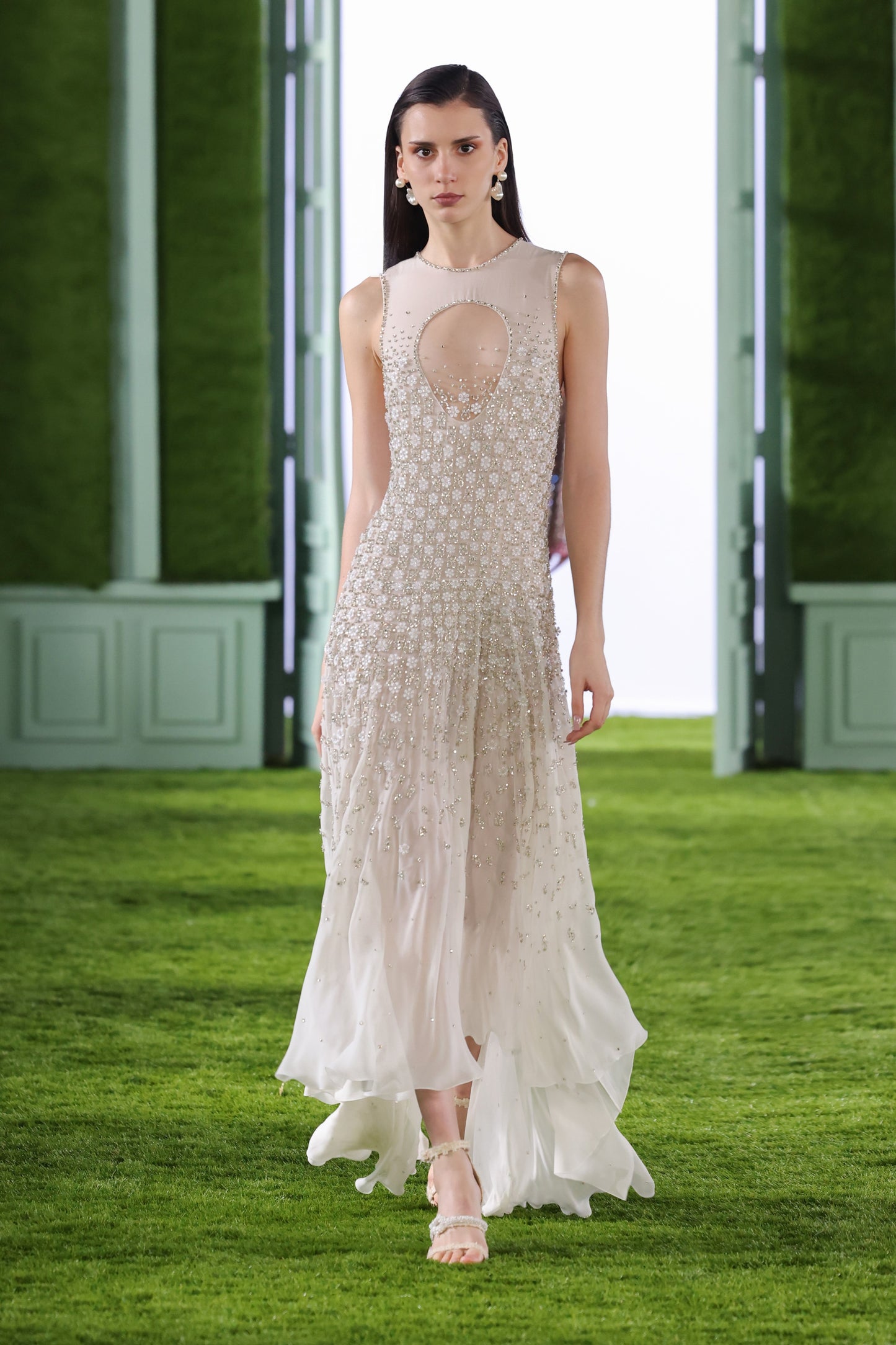 Beaded Georgette Midi Dress