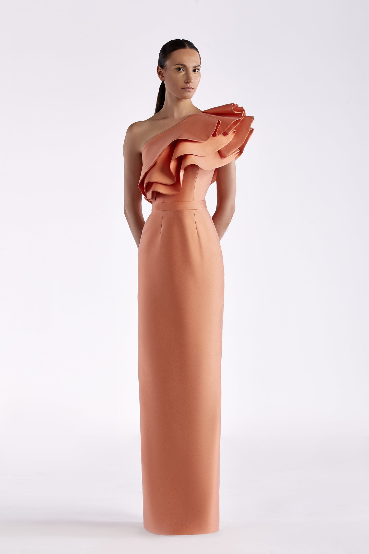 One Shoulder Faille Gown