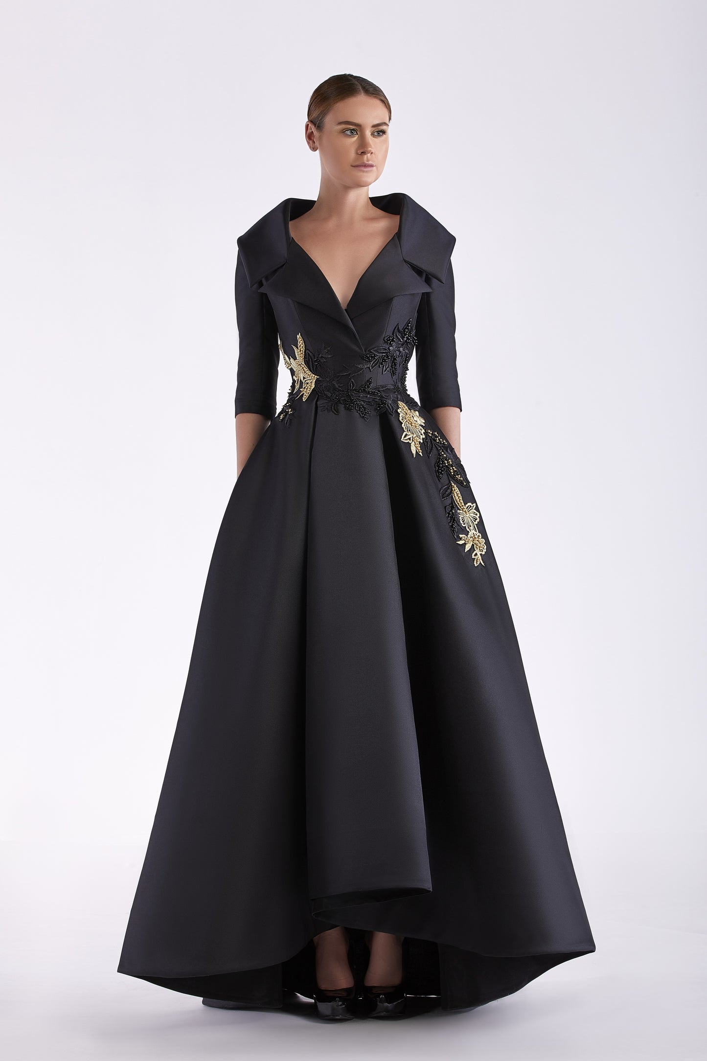 A-Line Embroidered Faille Gown