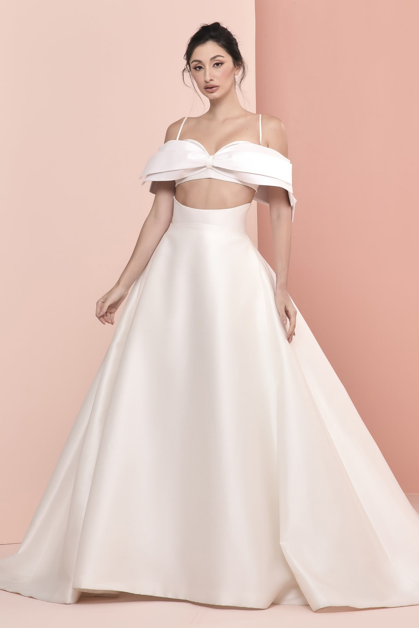 Cropped Top Ball Skirt Gown