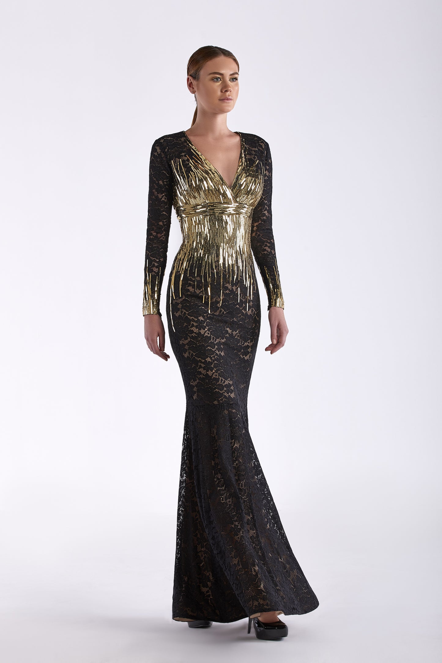 Embroidered Guipure Gown