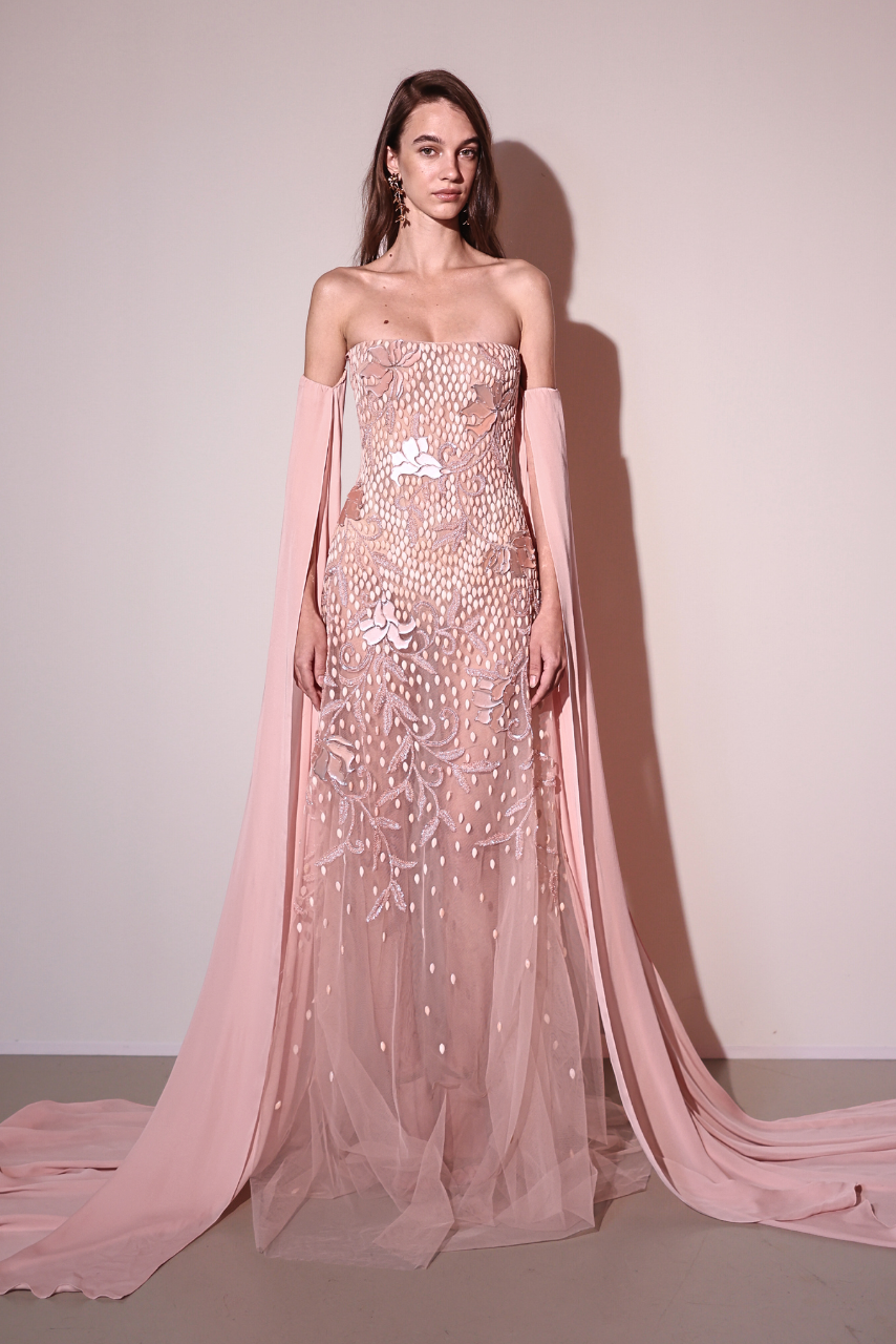 Open Sleeve Beaded Gown