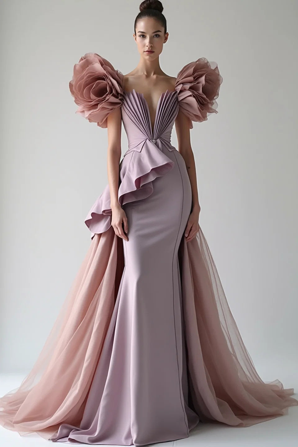 Cascading Peplum Gown