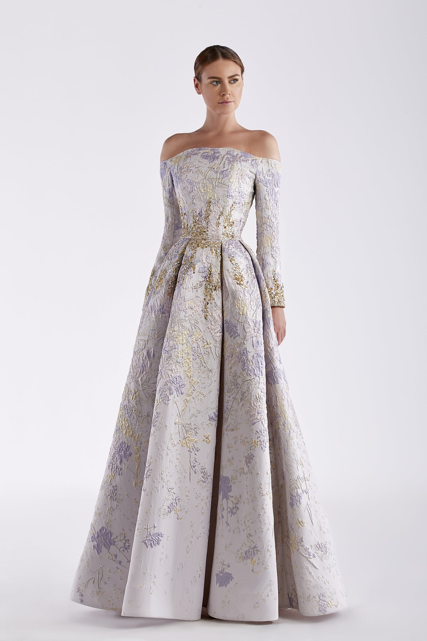 Off Shoulder Embroidered Gown