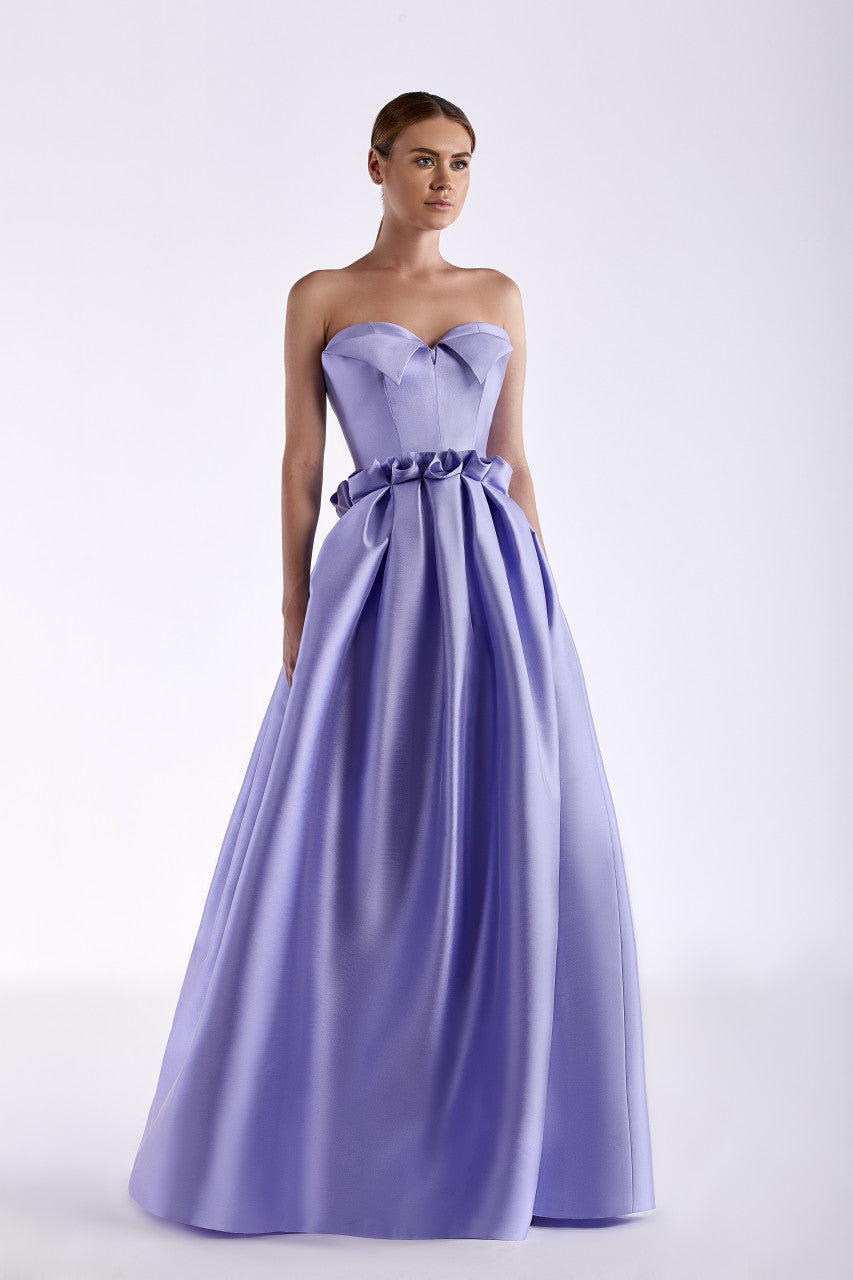 Strapless Sweetheart Neck Faille Gown