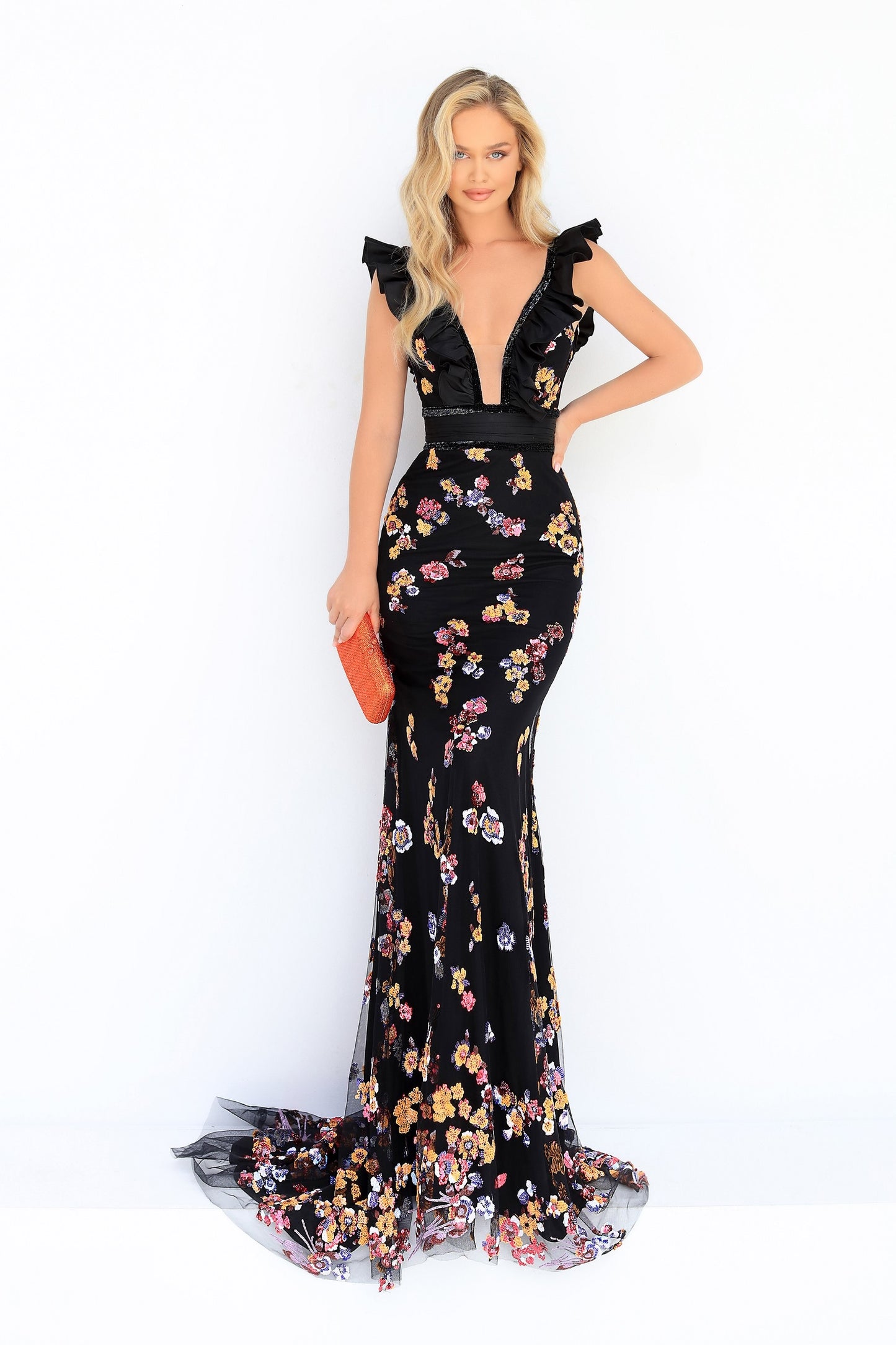 Fiona Sleeveless Sequin Tulle Gown