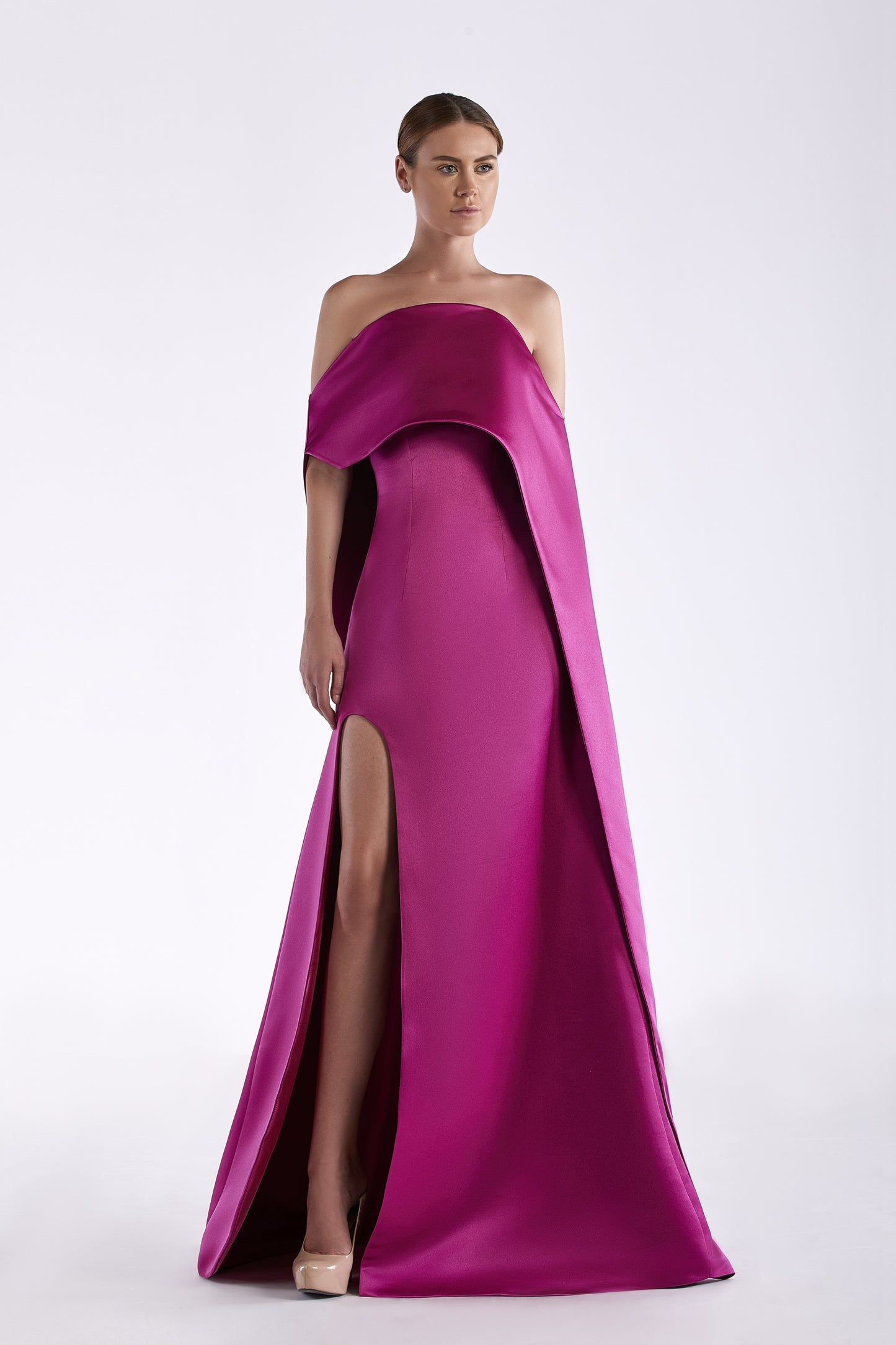 Strapless Satin Voile Gown