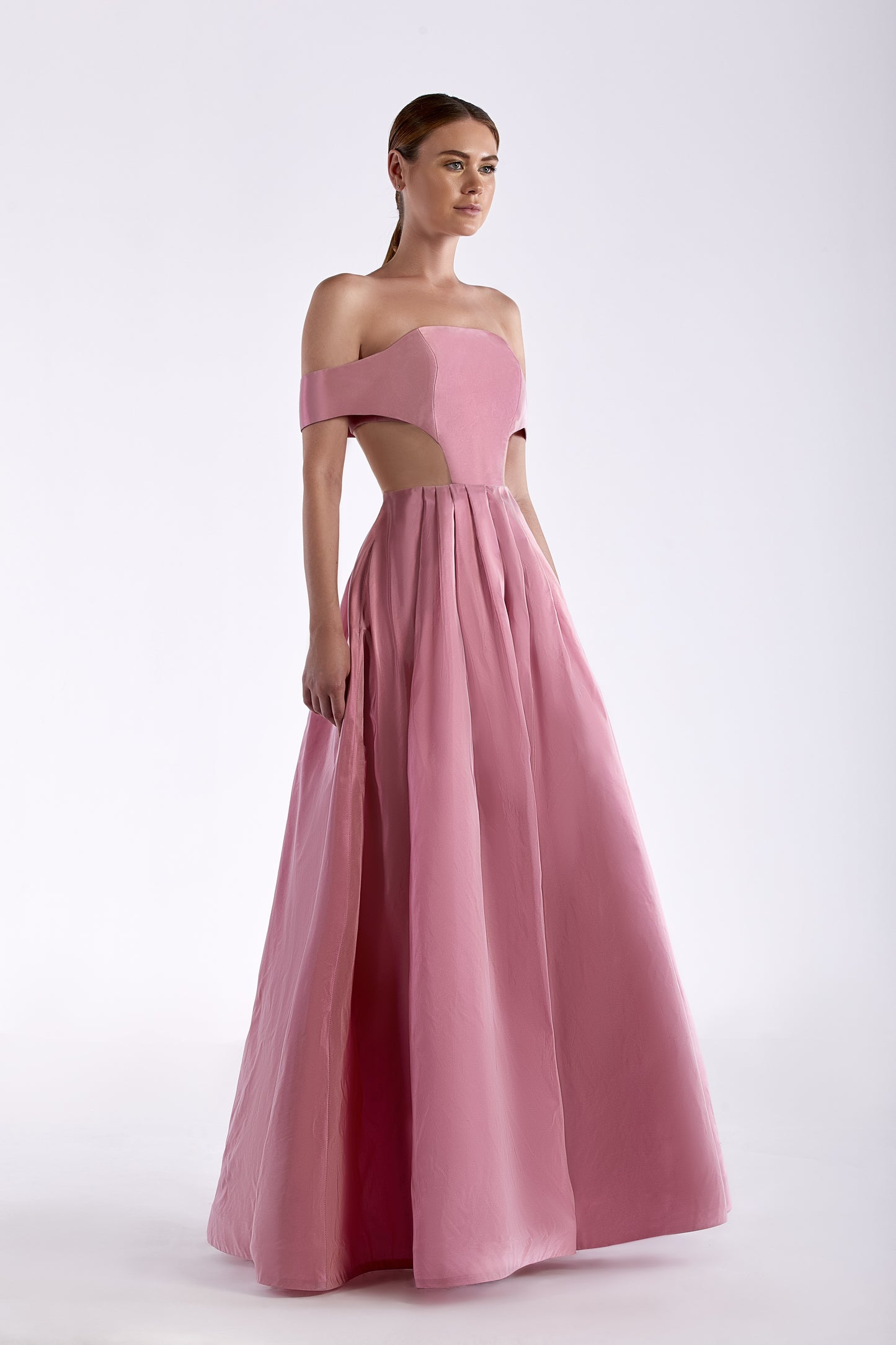 Taffeta Off the Shoulder Gown