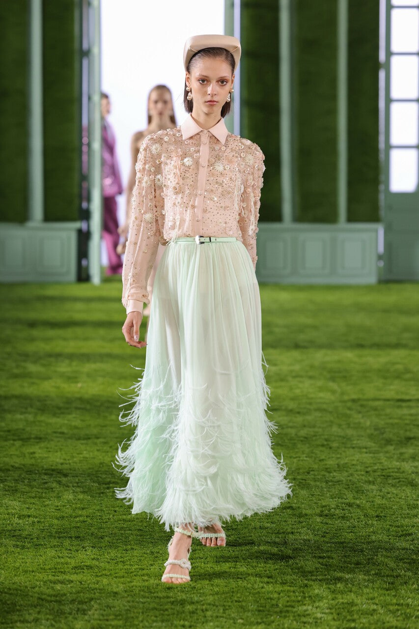 Georgette Shirt with Fringe Skirt