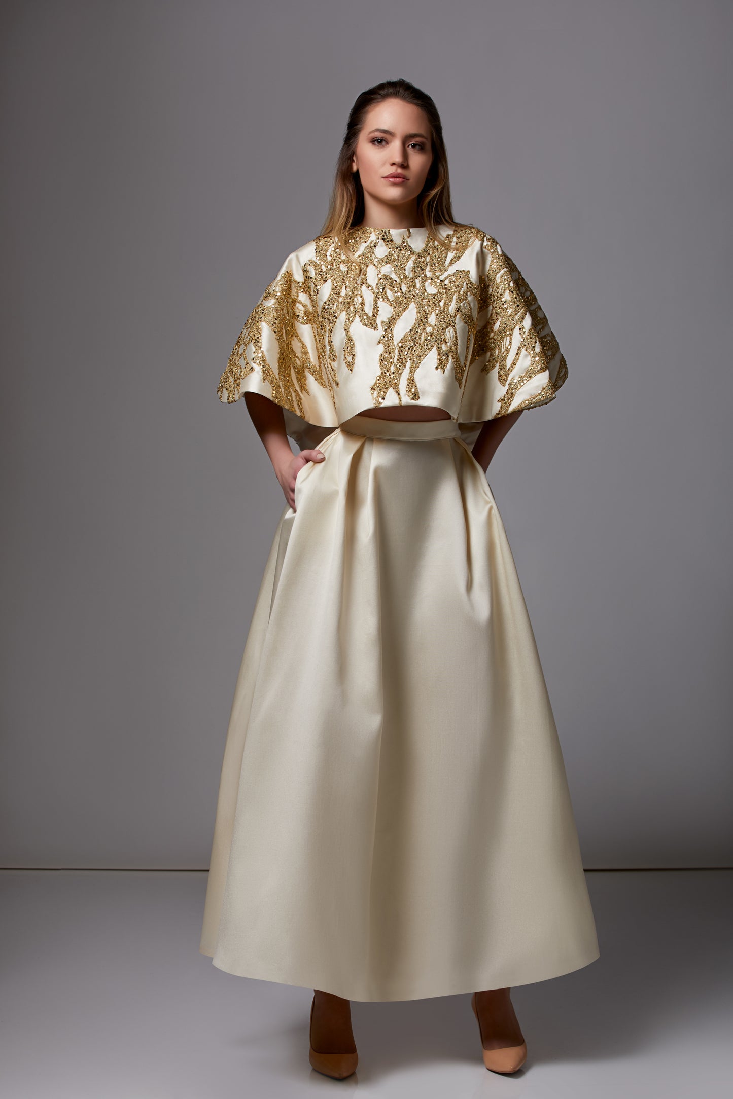 Embroidered Top and Midi Skirt