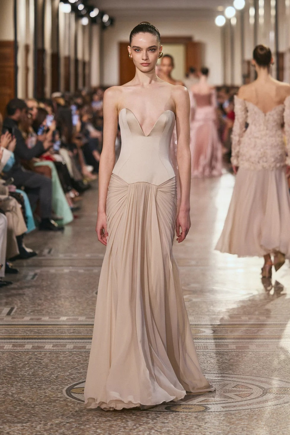 Plunge Neck Corset Gown