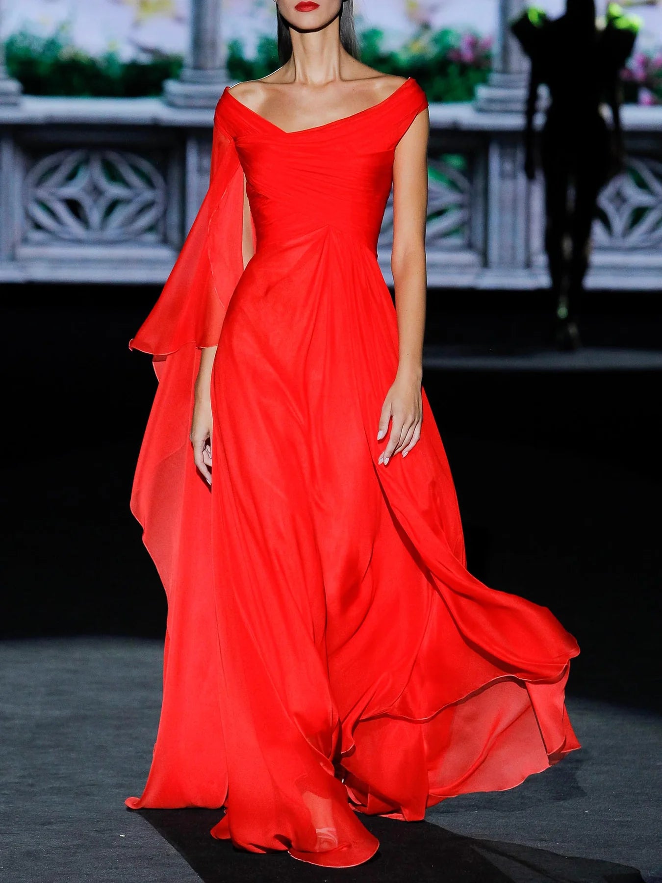 Long Draped Sleeve Dress