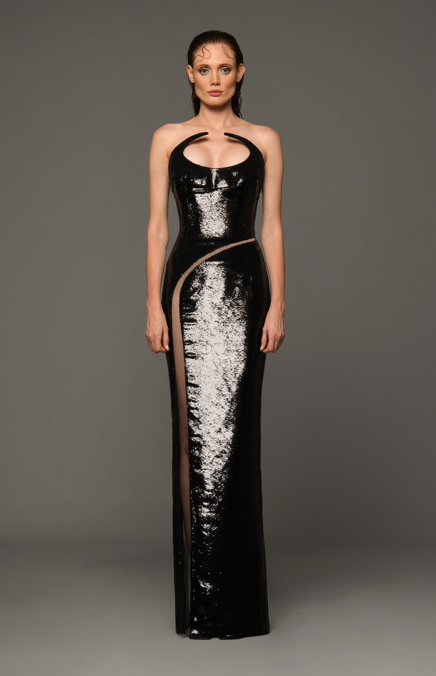 Structured Sequin Gown