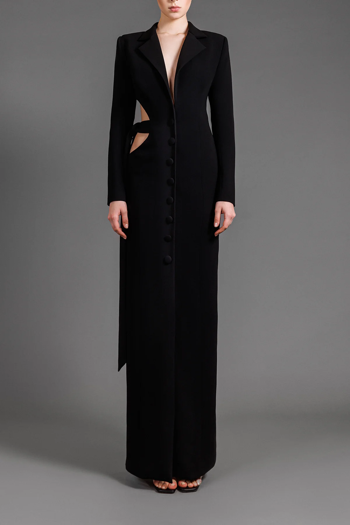 Long Sleeve Cr?pe Coat Gown