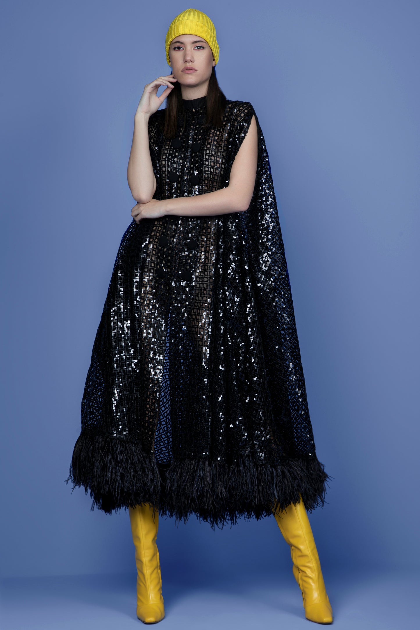 Sequined Mesh Robe Dress