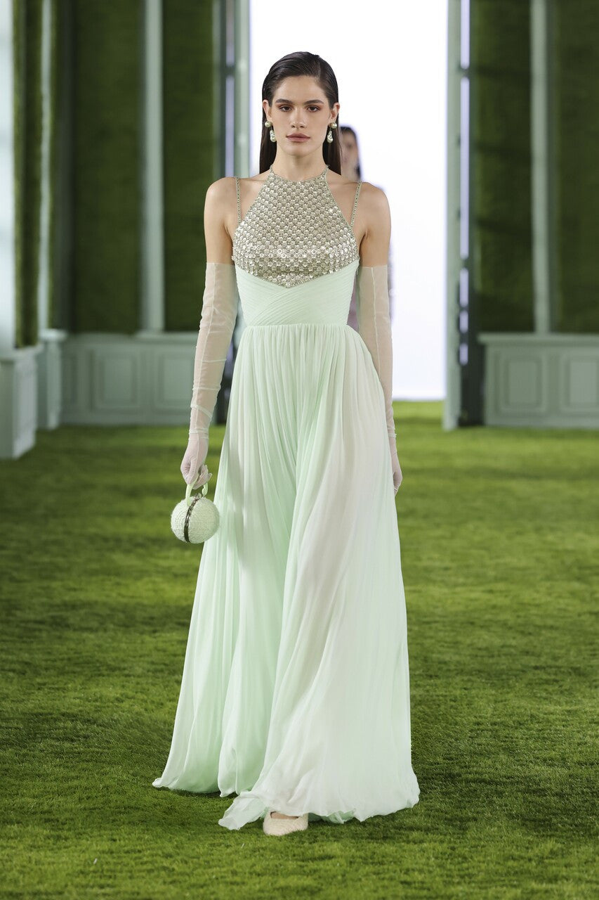 Georgette Gown with Attached Cape