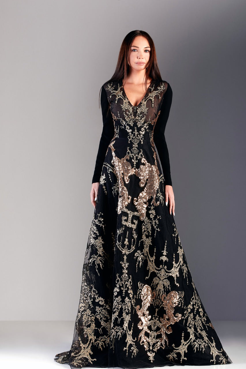 Lace Long Sleeve Gown