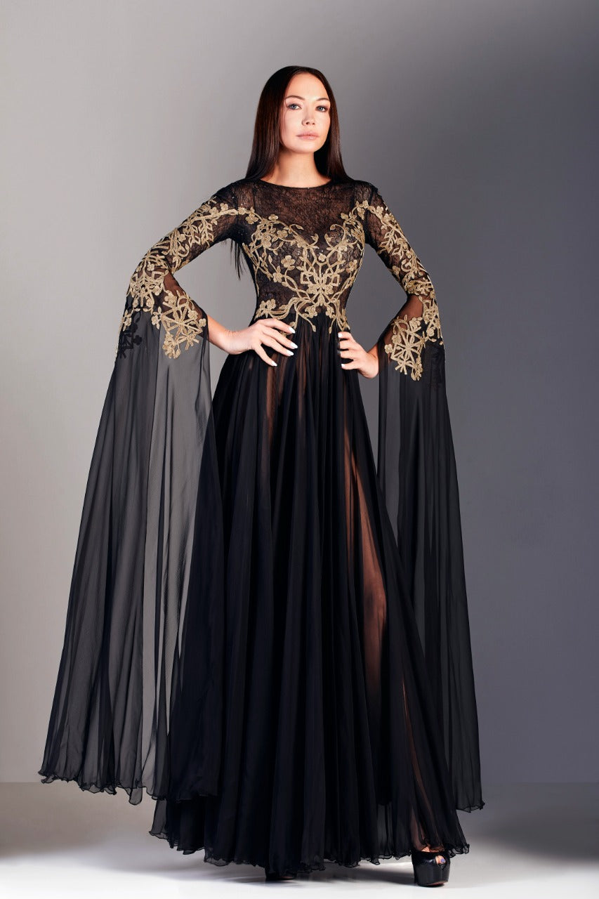 Chiffon Embroidered Gown