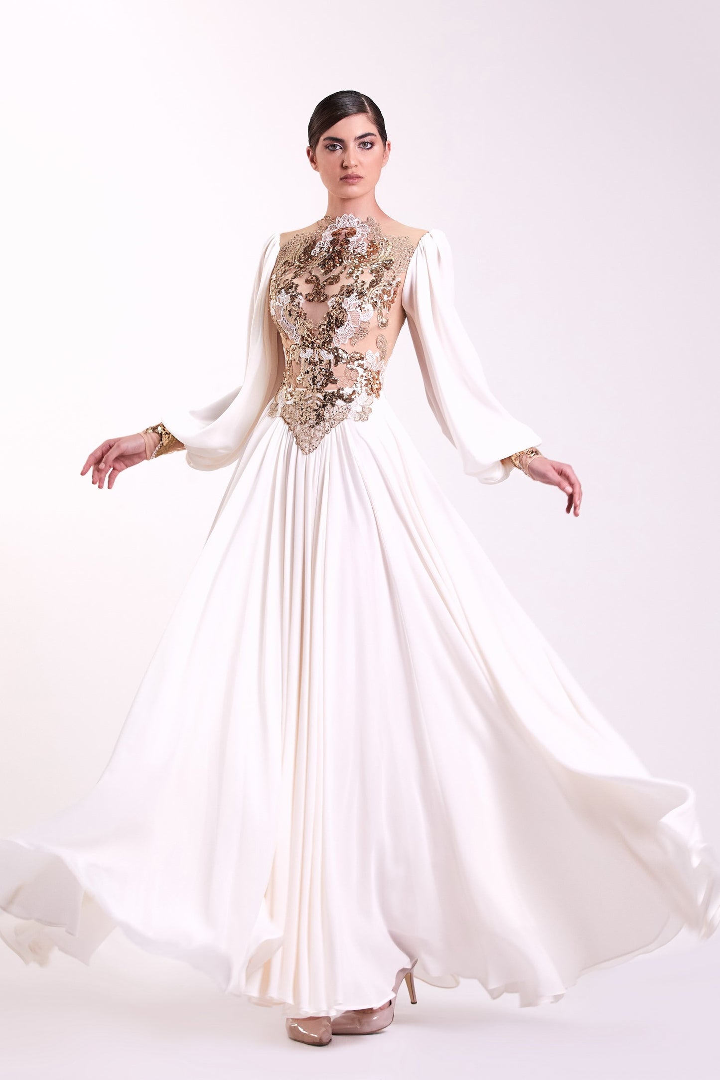 White Crepe Georgette Gown