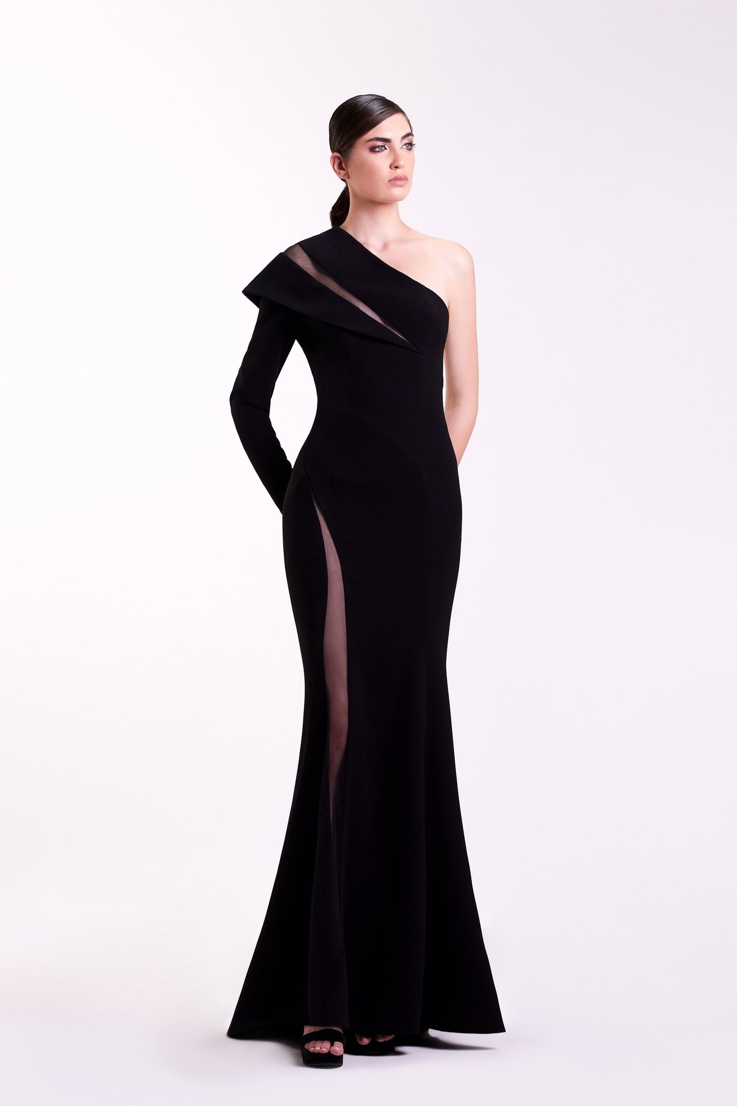 One Shoulder Black Gown