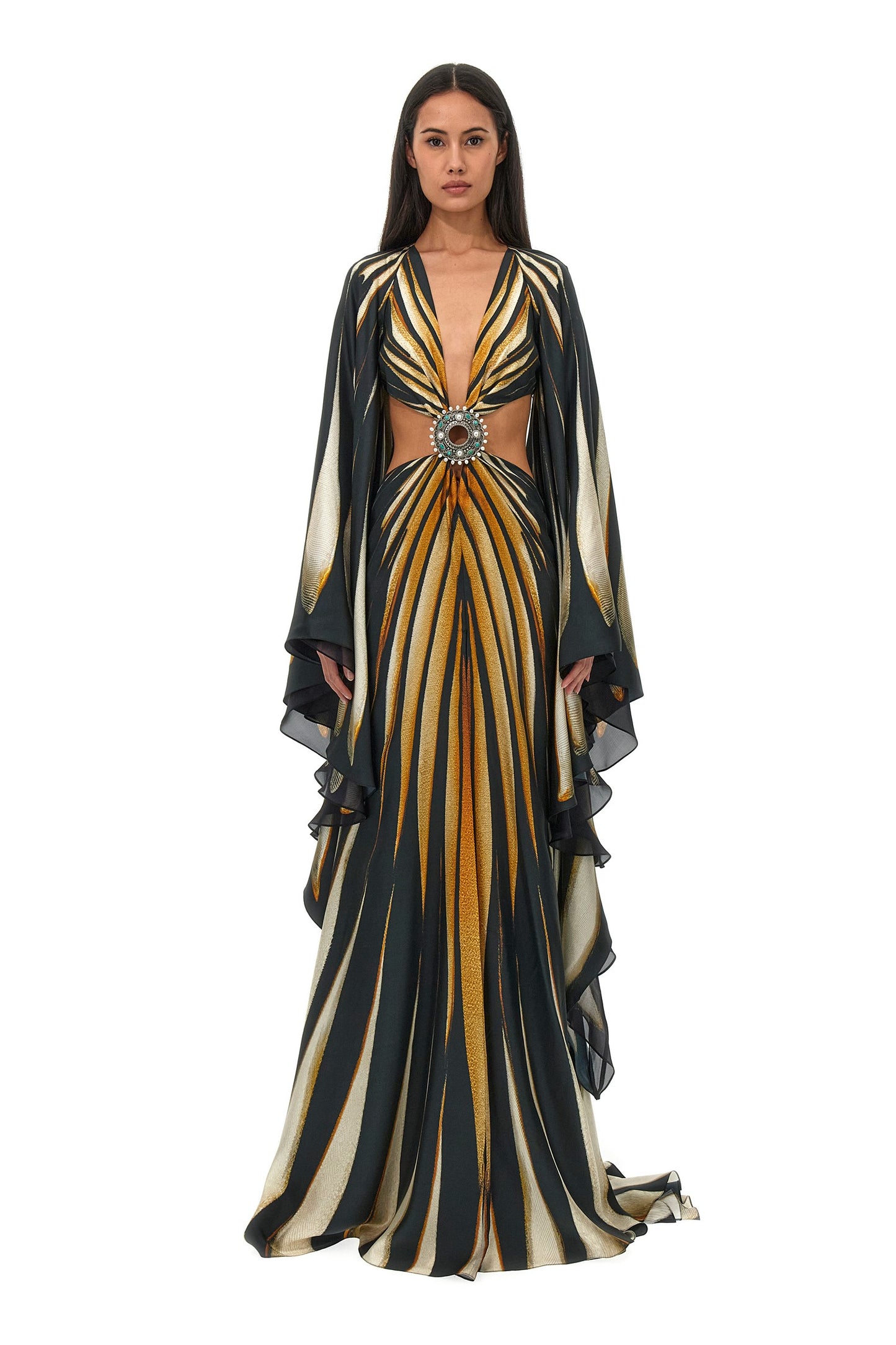 Cape Sleeve- Silk Twill Gown