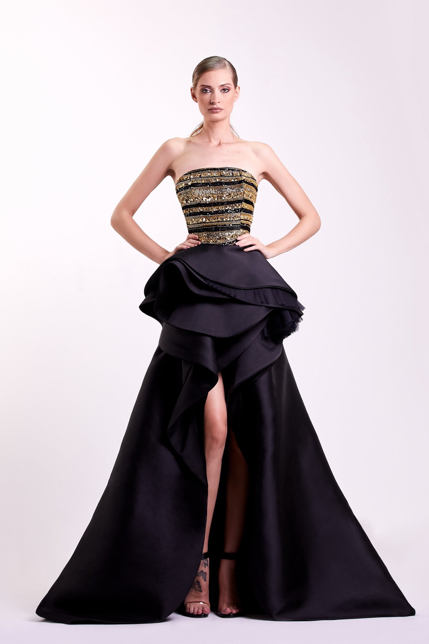 Strapless High Low Gown