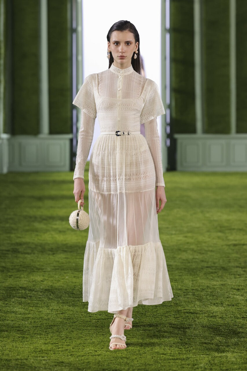 Fitted Lace Shirt with Organza Dress