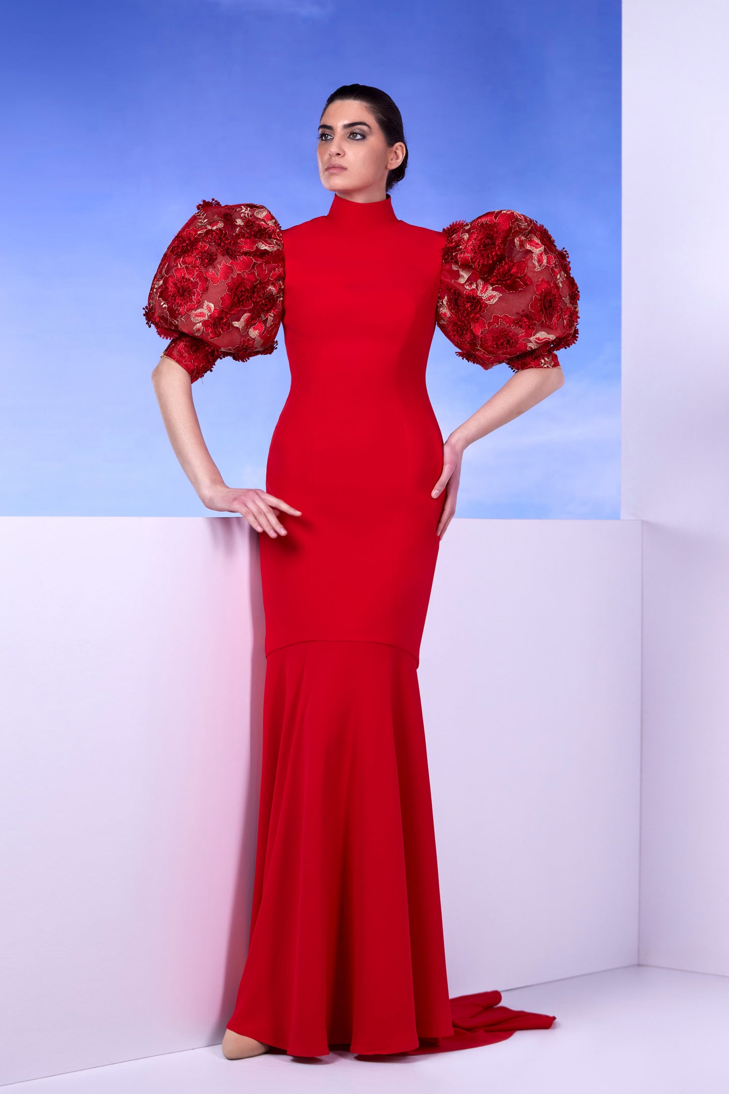 3/4 Sleeve Lace Gown